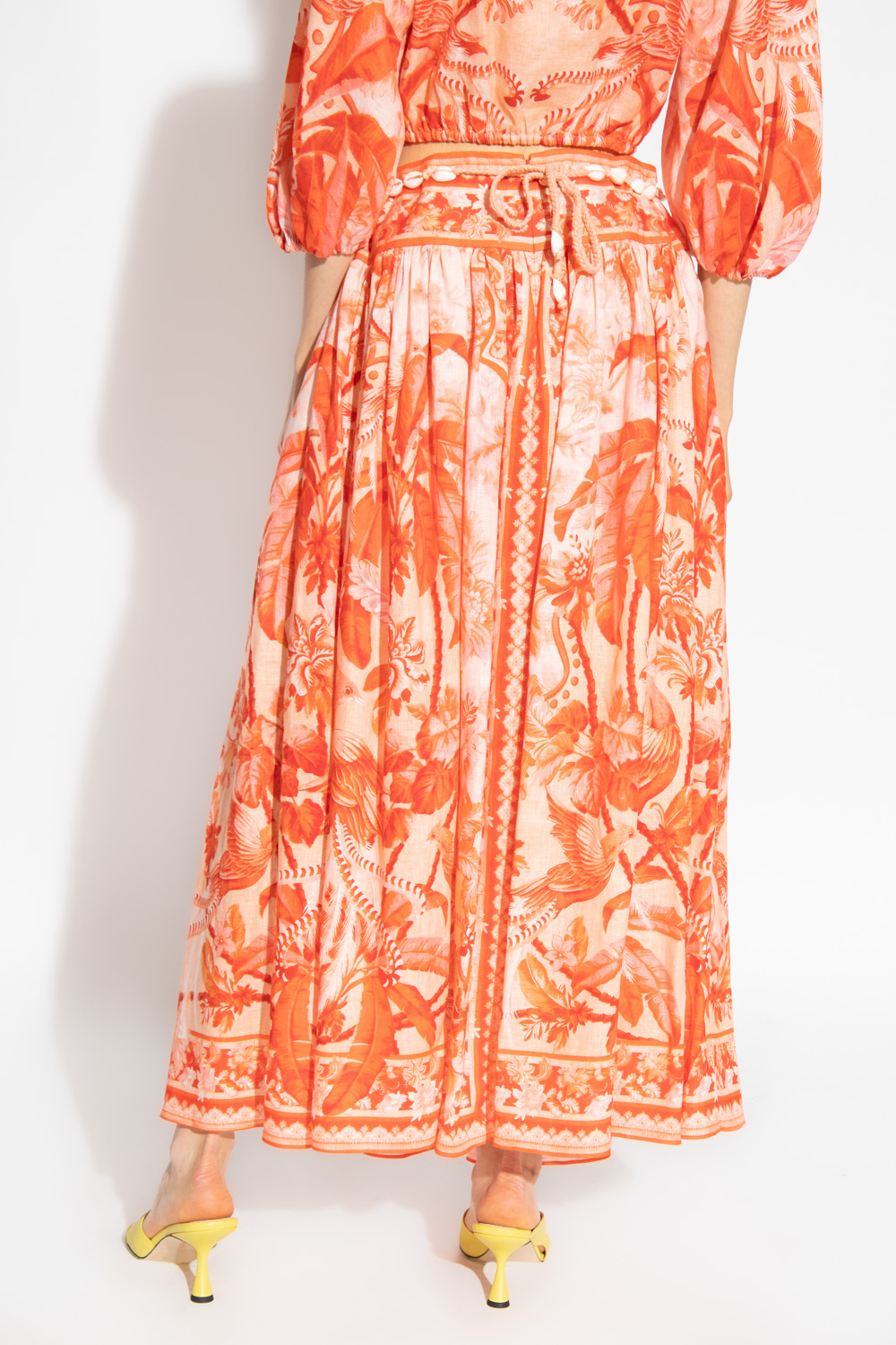 スカート Zimmermann SKIRT (1187SS243 REDFLD) Zimmermann - Kaleidoscope Red Swirl Floral Midi Skirt